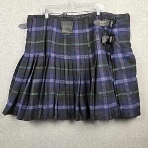 Chieftain Kilt Mens‎ 48 Black Purple Green Tartan Plaid Scottish Pleated